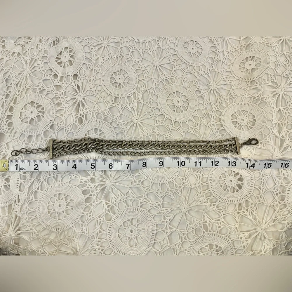 Thick silver three chain choker necklace - Picture 5 of 5
